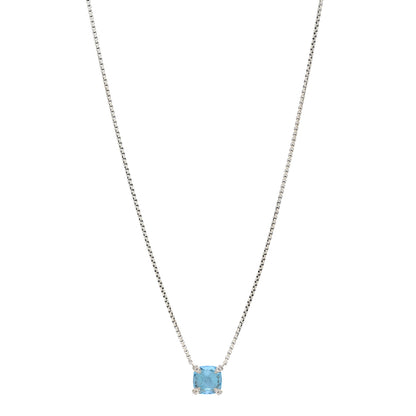 David Yurman Sterling Silver Diamond Blue Topaz 9mm Petite Chatelaine Pendant Necklace 1 of 5