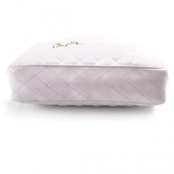Leather Quilted Shoulder Tote White
