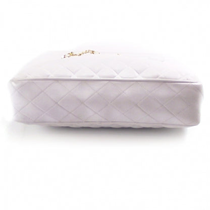 Chanel Leather Quilted Shoulder Tote White 4 of 12