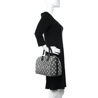 Louis Vuitton Denim Monogram Jacquard Speedy Bandouliere 25 Black 2 of 10