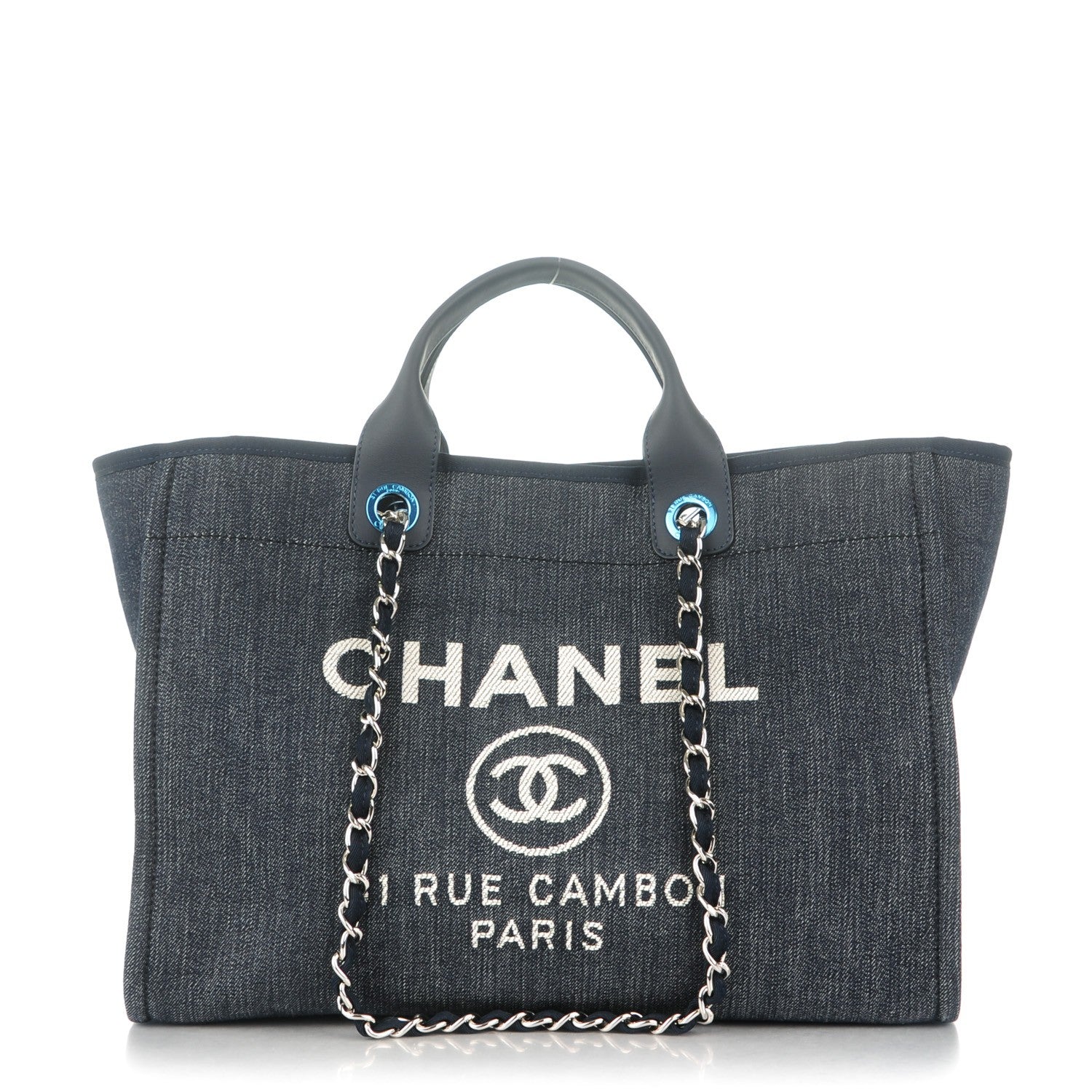 Chanel Canvas Large Deauville Tote Dark Blue 1 of 7