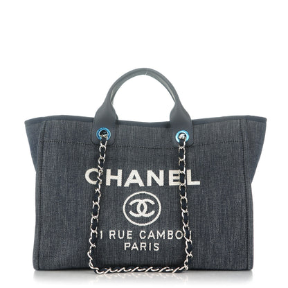 Chanel Canvas Large Deauville Tote Dark Blue 1 of 7