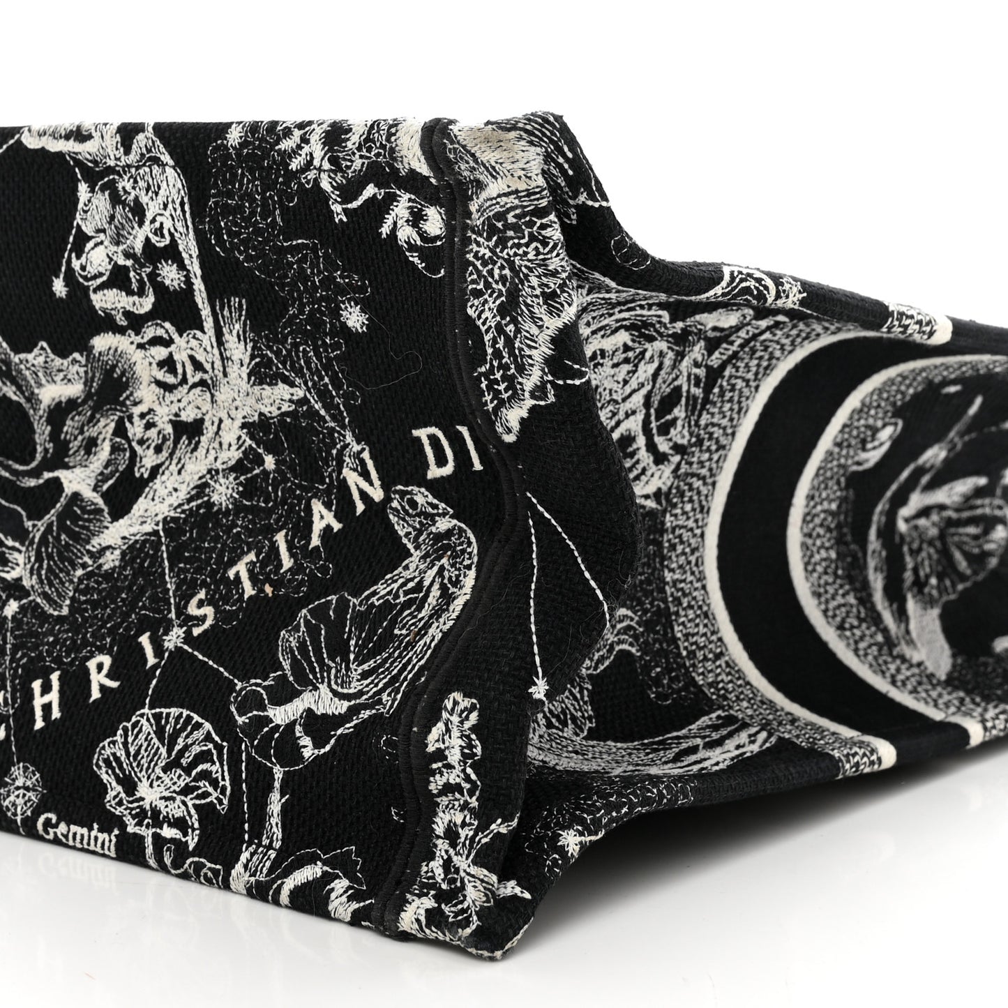 Canvas Embroidered Large Zodiac Toile De Jouy Book Tote Black Multicolor