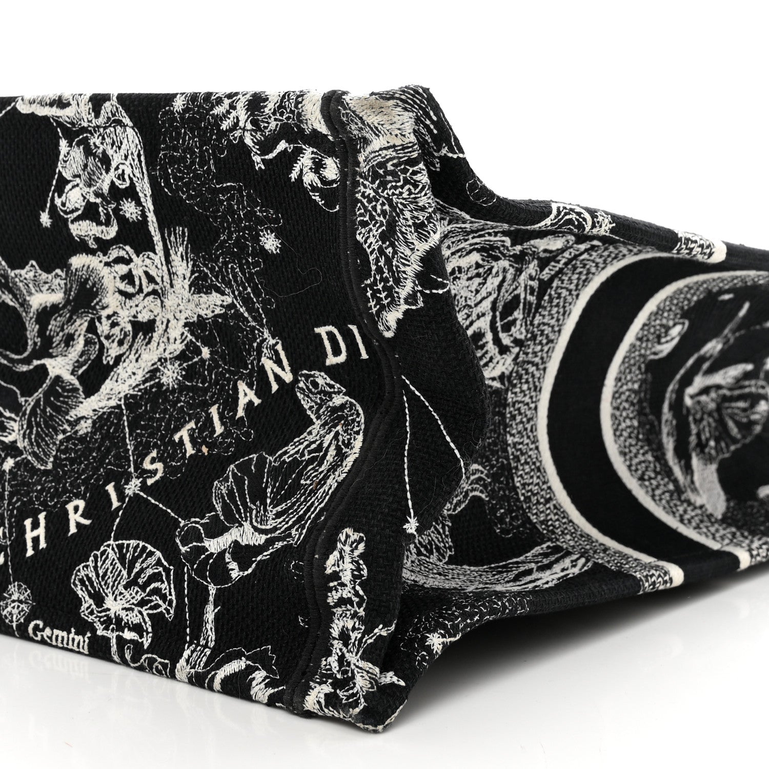 Christian Dior Canvas Embroidered Large Zodiac Toile De Jouy Book Tote Black Multicolor 10 of 10