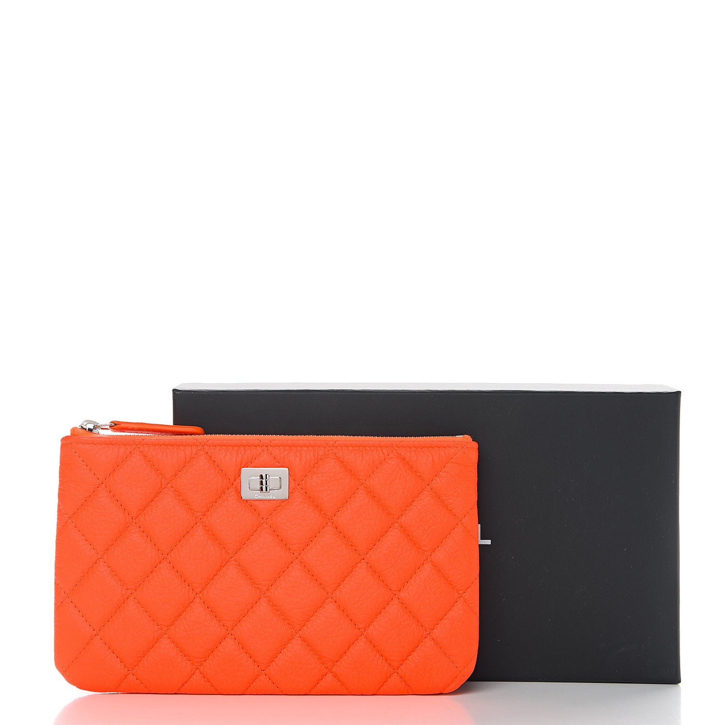 Goatskin Quilted Medium Reissue Cosmetic Case Orange