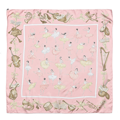 Hermes Silk La Danse Du Cheval Scarf 90 Rose Sable Blanc 1 of 6
