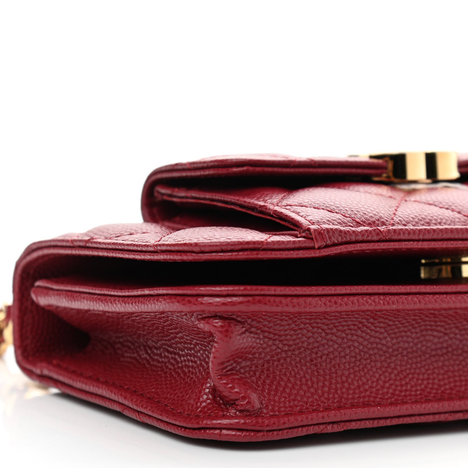 Chanel Caviar Quilted Pocket Twins Clutch With Chain Burgundy 11 of 13