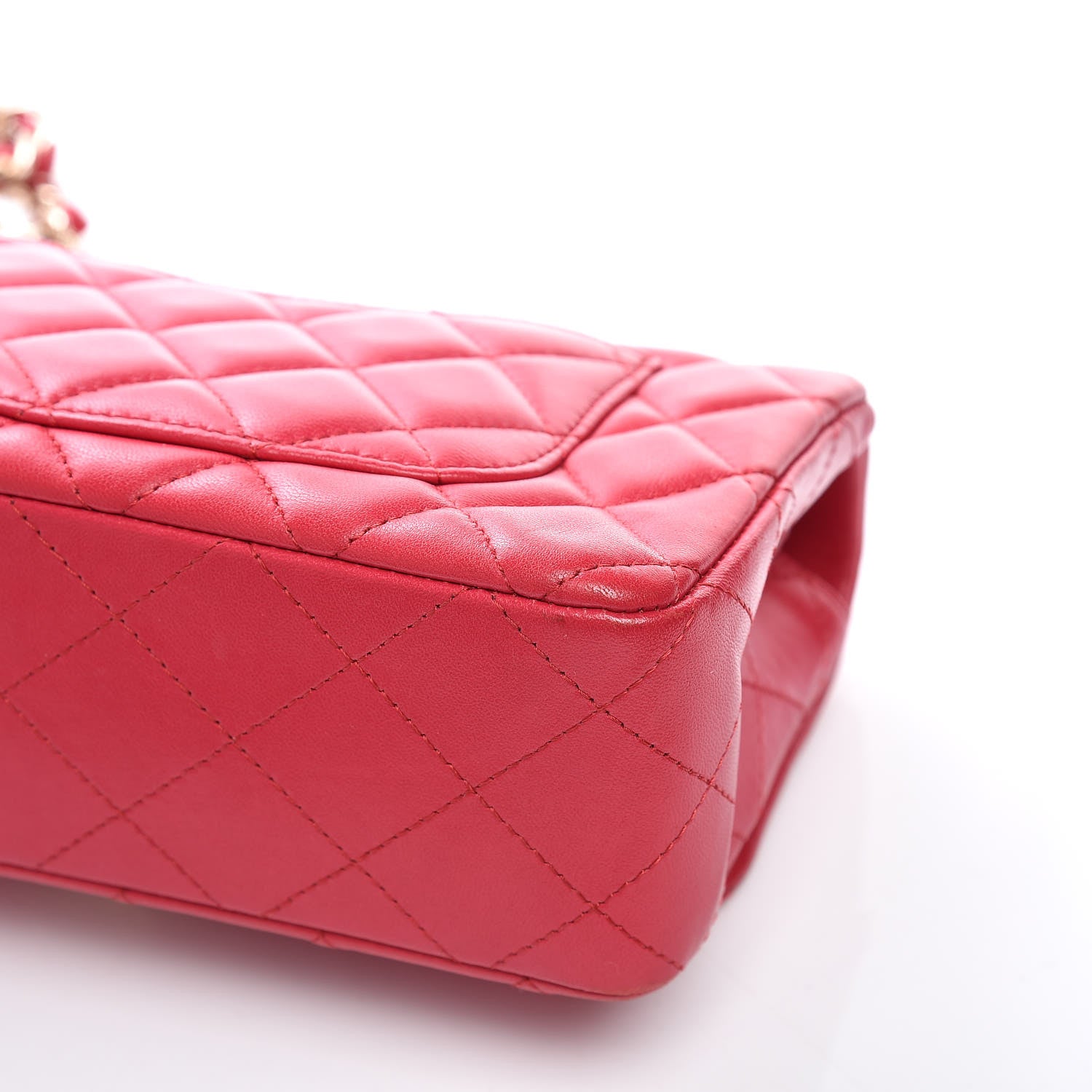Chanel Lambskin Quilted Mini Rectangular Flap Dark Pink 12 of 14