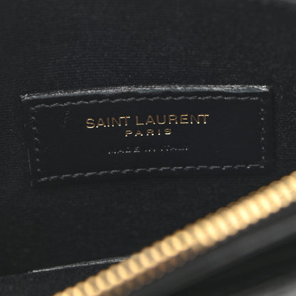 Saint Laurent Grain De Poudre Chevron Monogram Bill Pouch Black 6 of 8