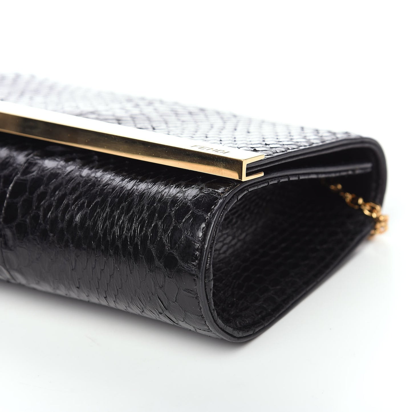 Snakeskin Mini Rush Clutch Black