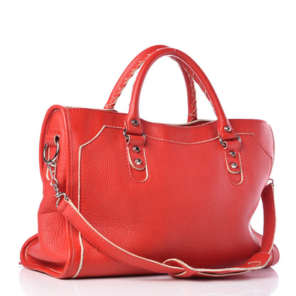 Balenciaga Supple Grained Calfskin Classic Silver Hardware Highlight City Rouge Fraise 4 of 16