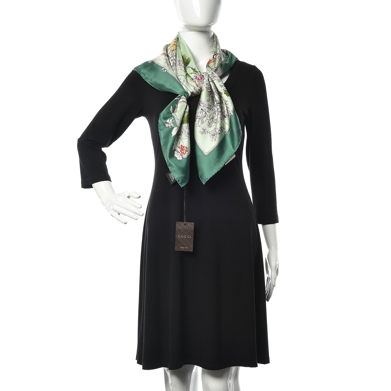 Gucci Silk Twill Wondergardenia Square Scarf Emerald 2 of 5