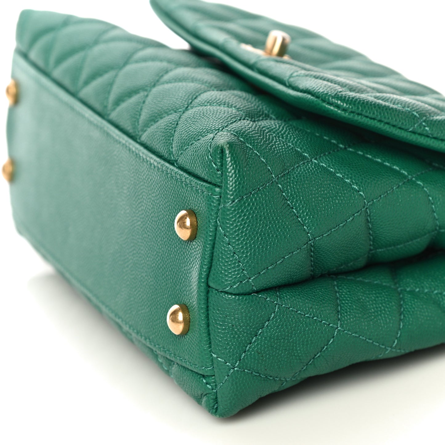Caviar Quilted Mini Coco Handle Flap Green