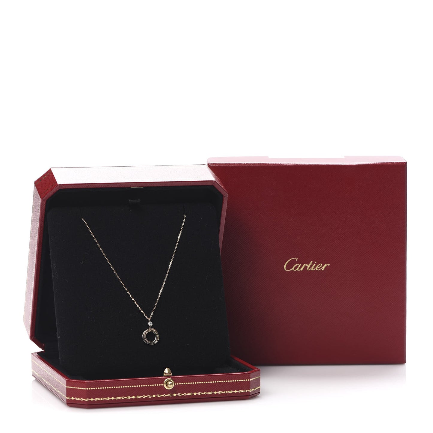 18K Pink Yellow White Gold Diamond Trinity Pendant Necklace
