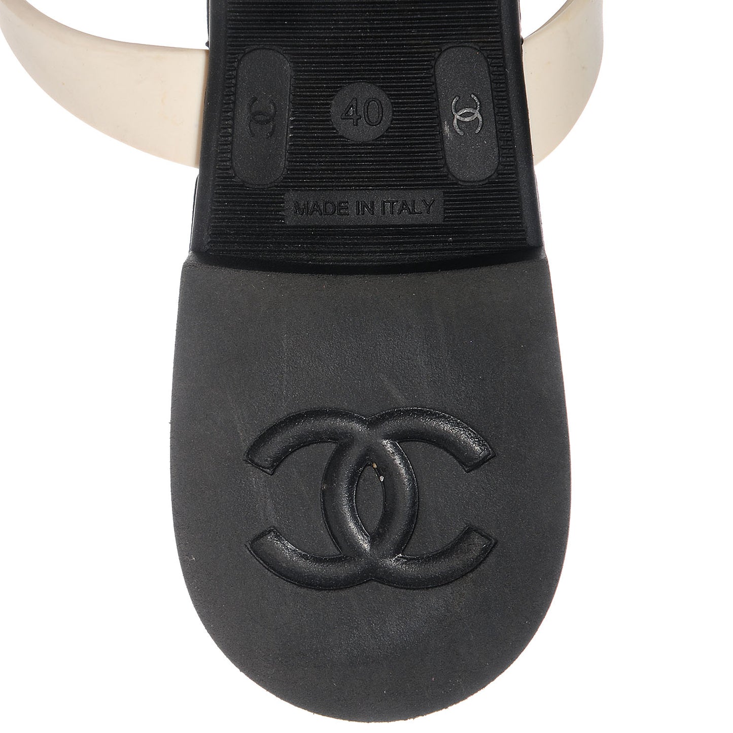 Jelly Quilted Camellia Thong Sandals 40 Black White