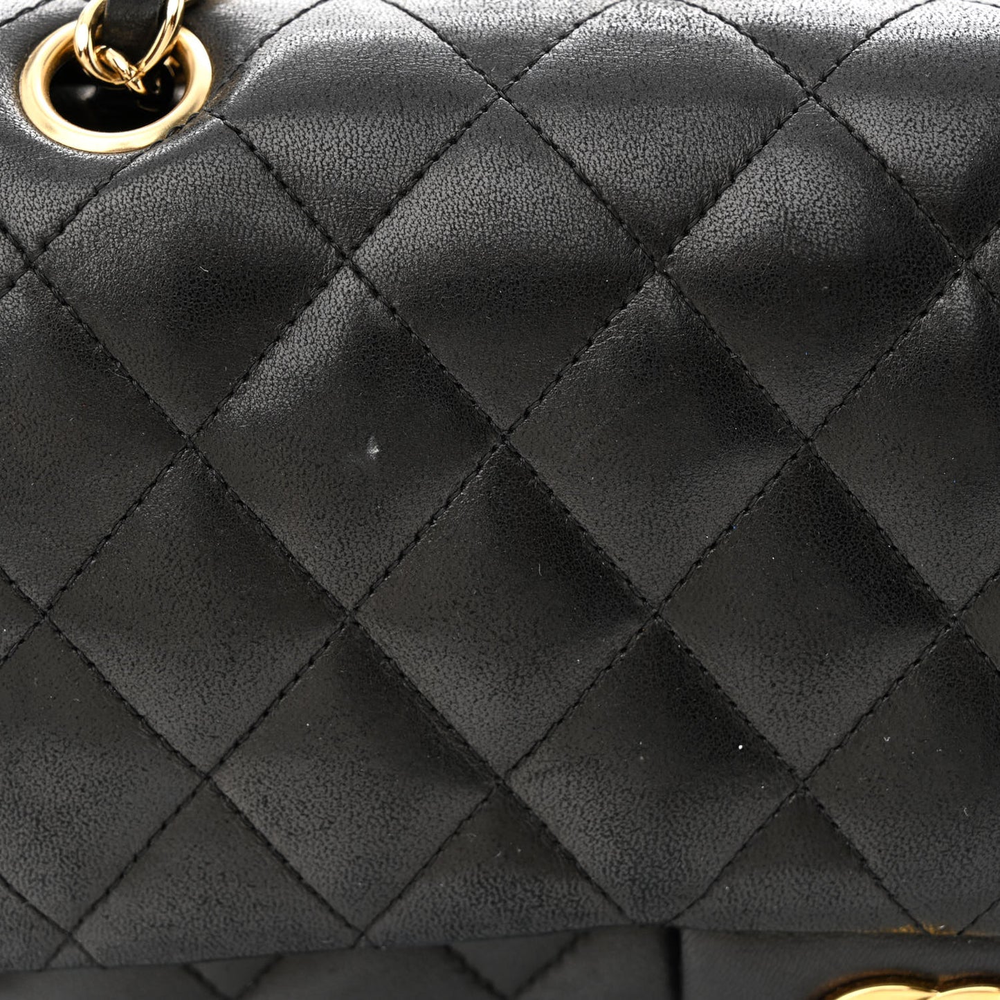 Lambskin Quilted Medium Double Flap Black