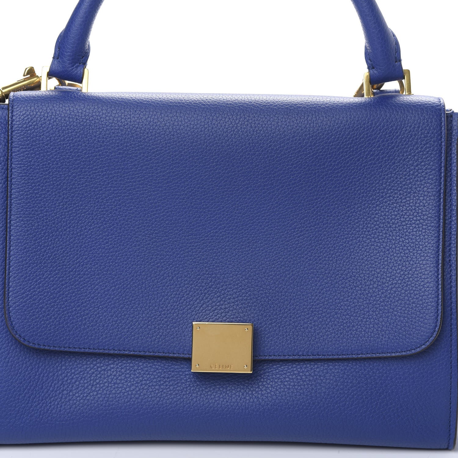 Celine Drummed Calfskin Suede Small Trapeze Indigo 9 of 9