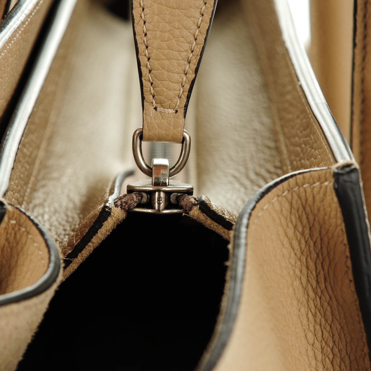 Celine Drummed Calfskin Mini Luggage Dune 5 of 8
