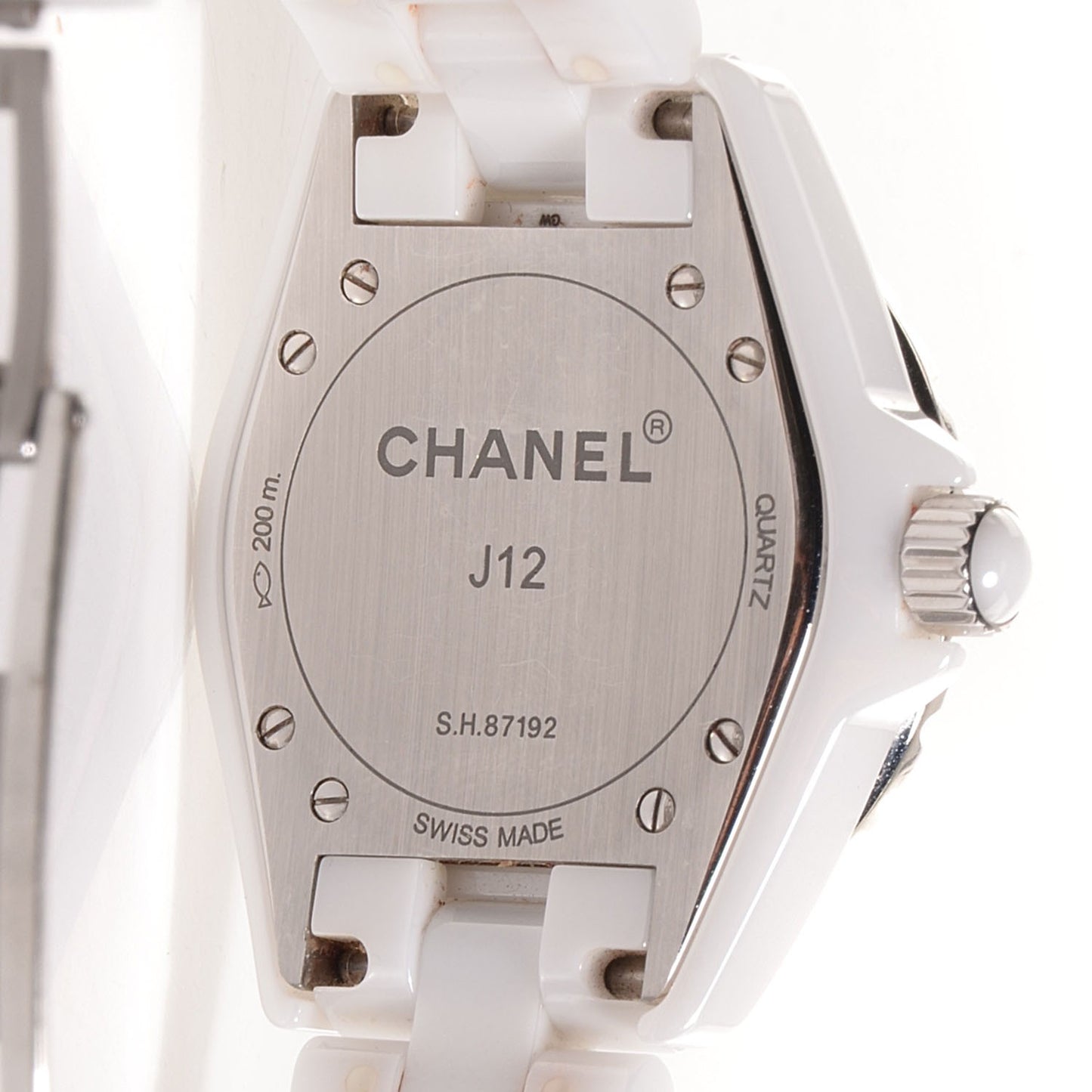 Stainless Steel Ceramic Diamond 33mm J12 Quartz Watch White