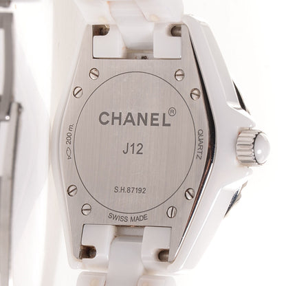 Chanel Stainless Steel Ceramic Diamond 33mm J12 Quartz Watch White 4 of 6