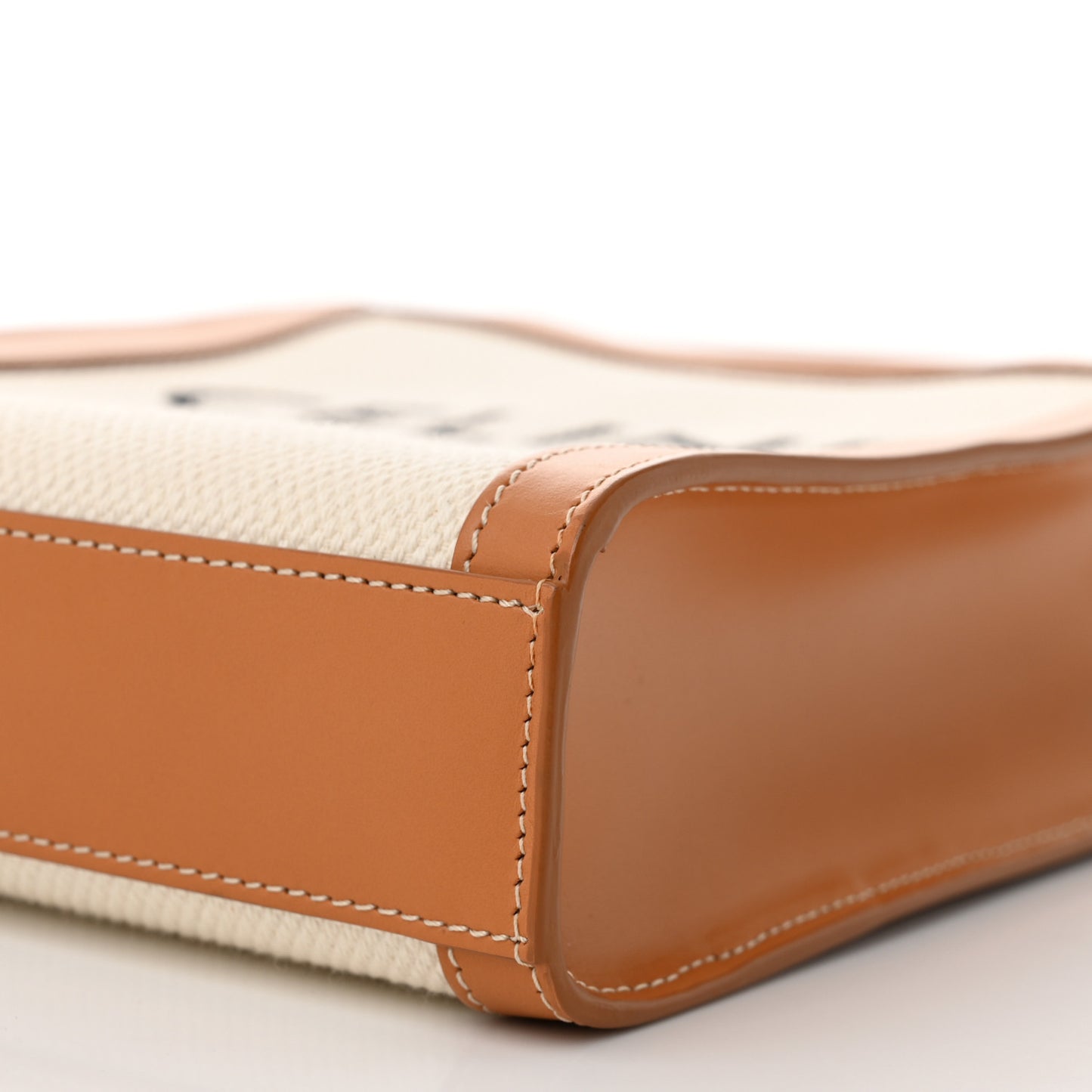 Canvas Calfskin Mini Vertical Cabas Natural Tan
