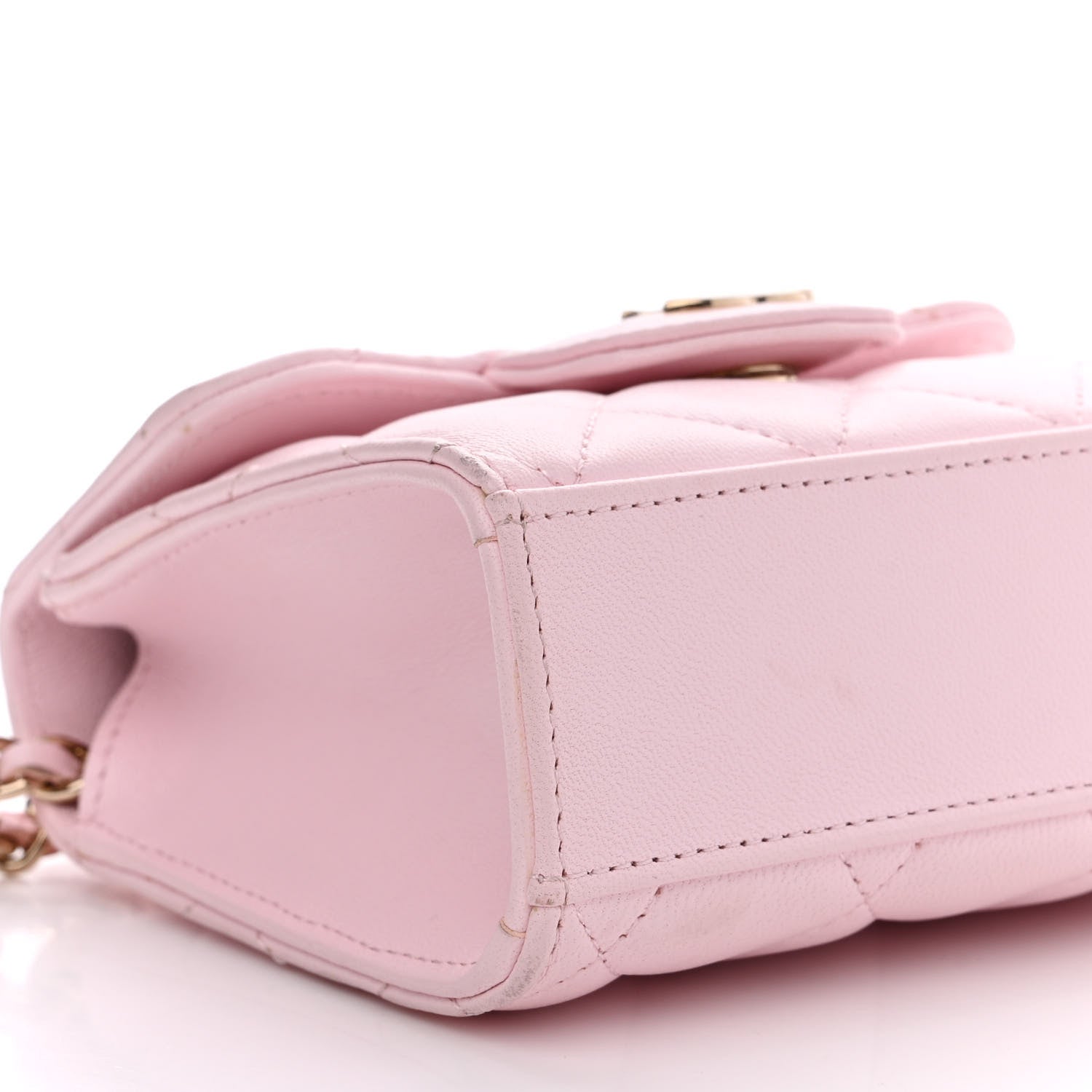 Chanel Lambskin Quilted Top Handle Clutch With Chain Light Pink 9 of 11