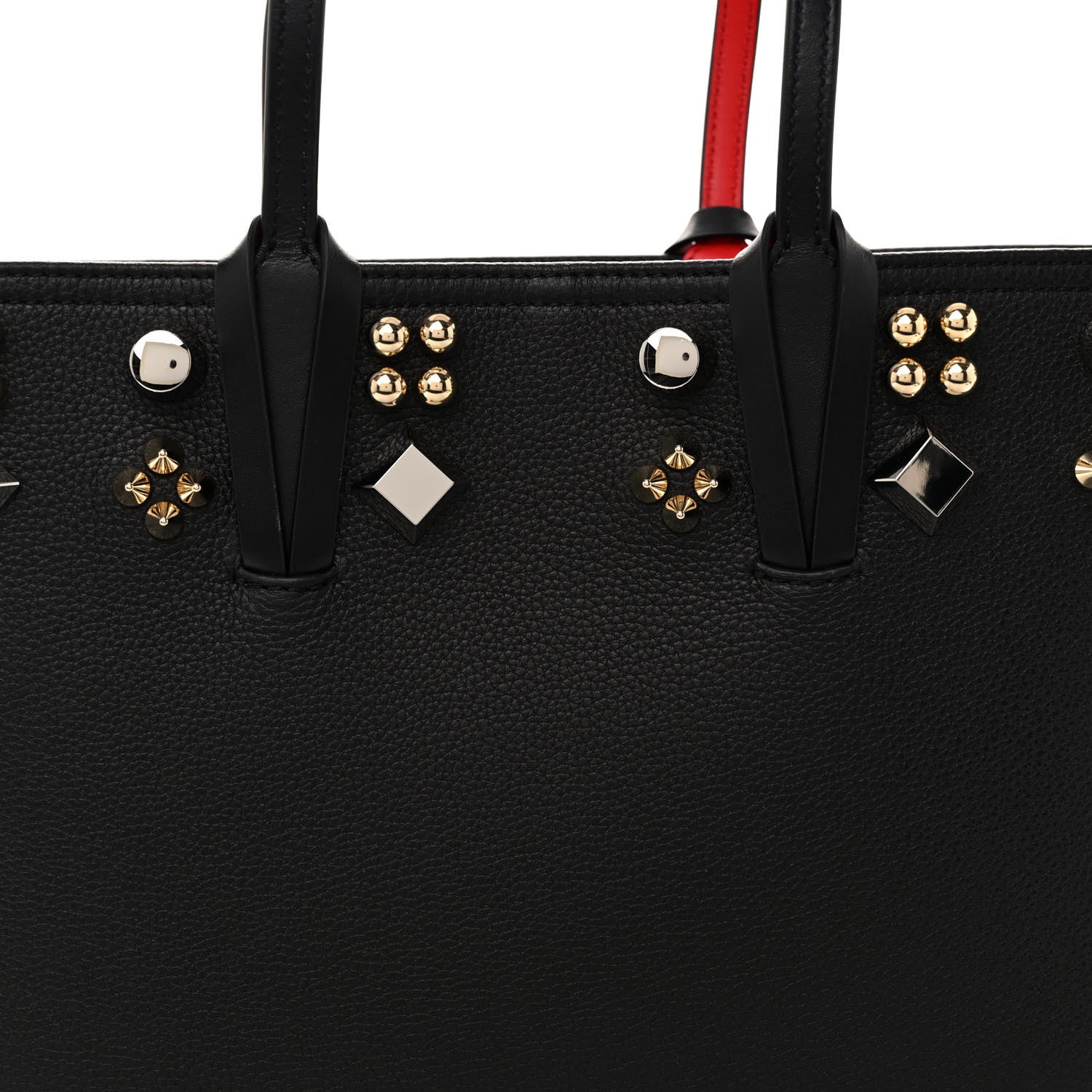 Christian Louboutin Calfskin Spikes Small East West Cabata Tote Black 8 of 10