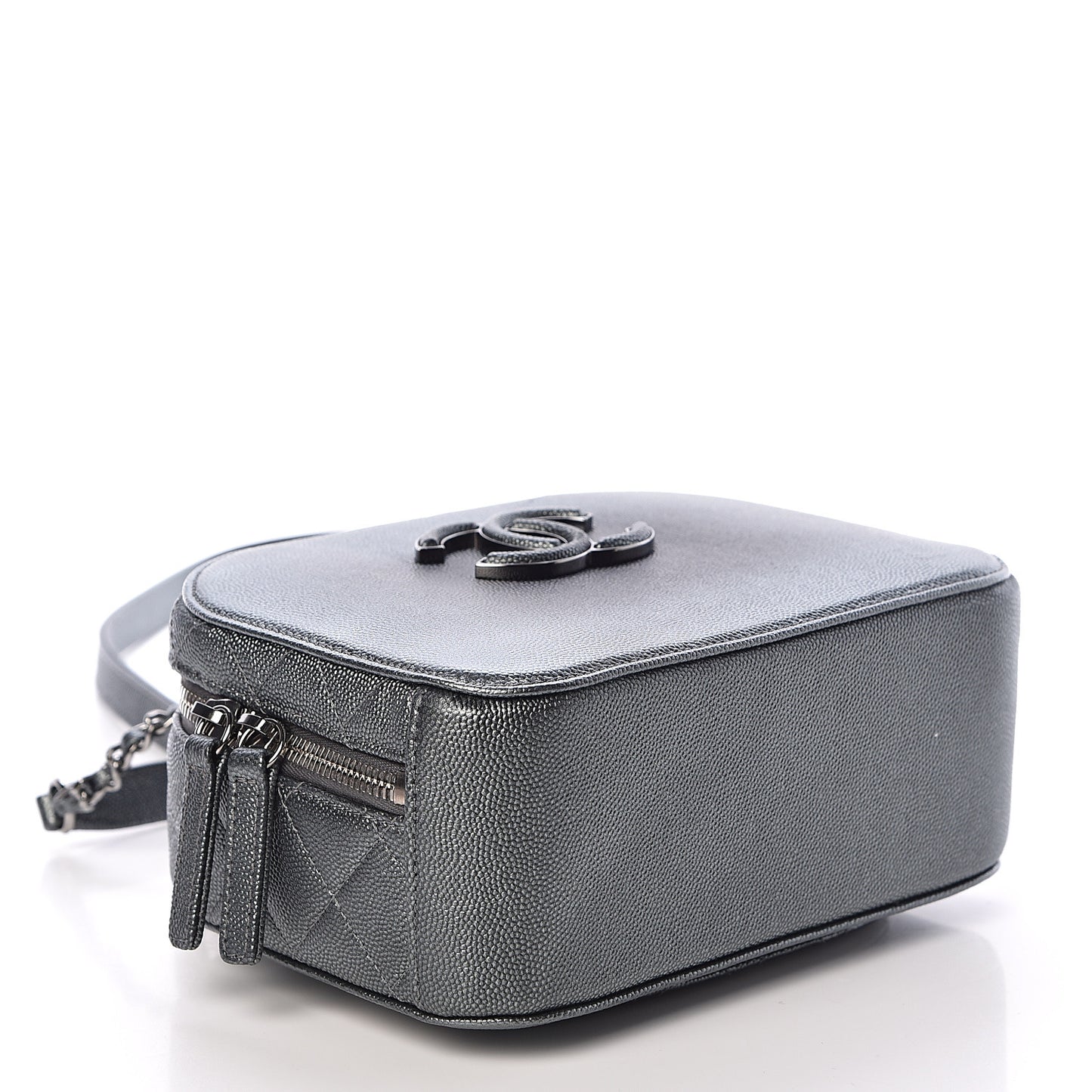 Metallic Caviar Small Coco Curve Vanity Bag Black Ruthenium
