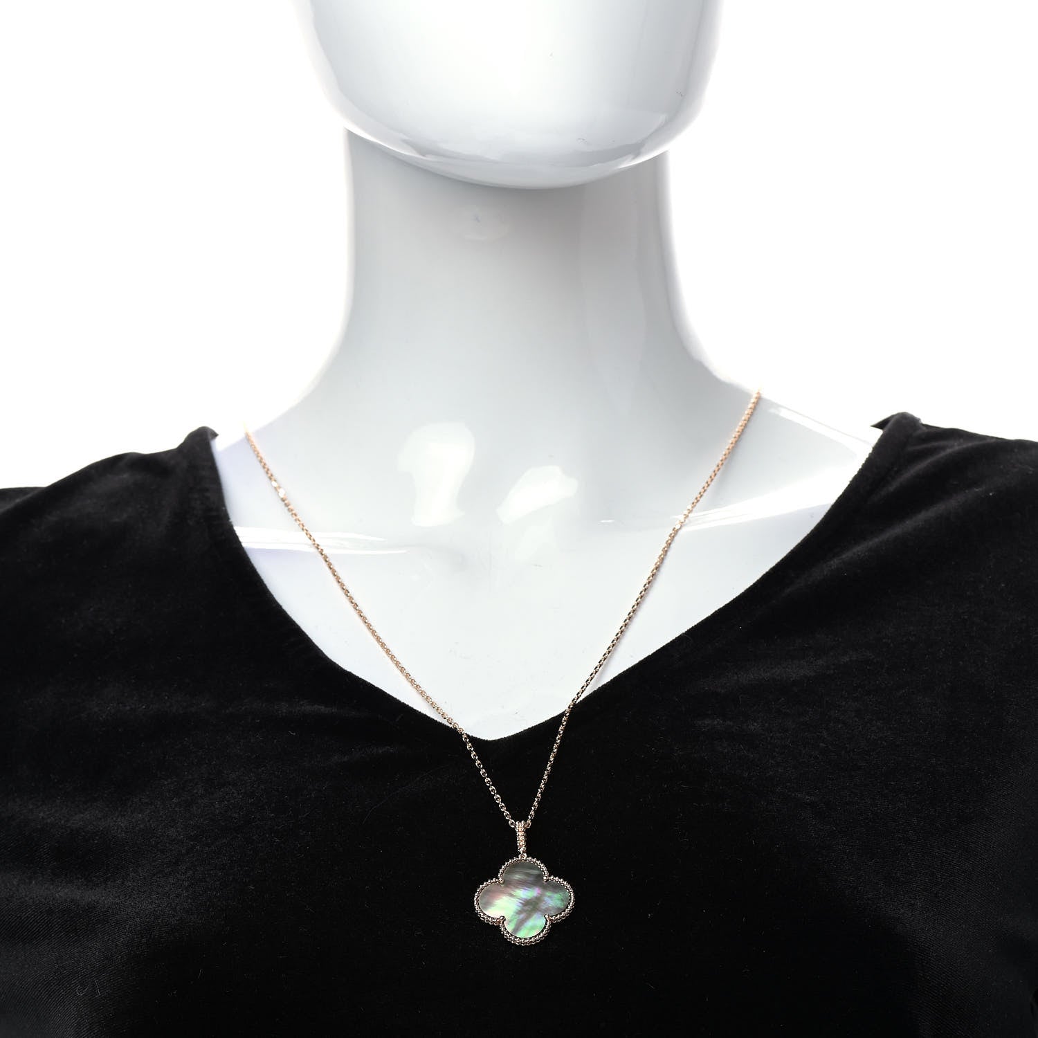 Van Cleef & Arpels 18K Rose Gold Gray Mother of Pearl Magic Alhambra Long Necklace 2 of 6