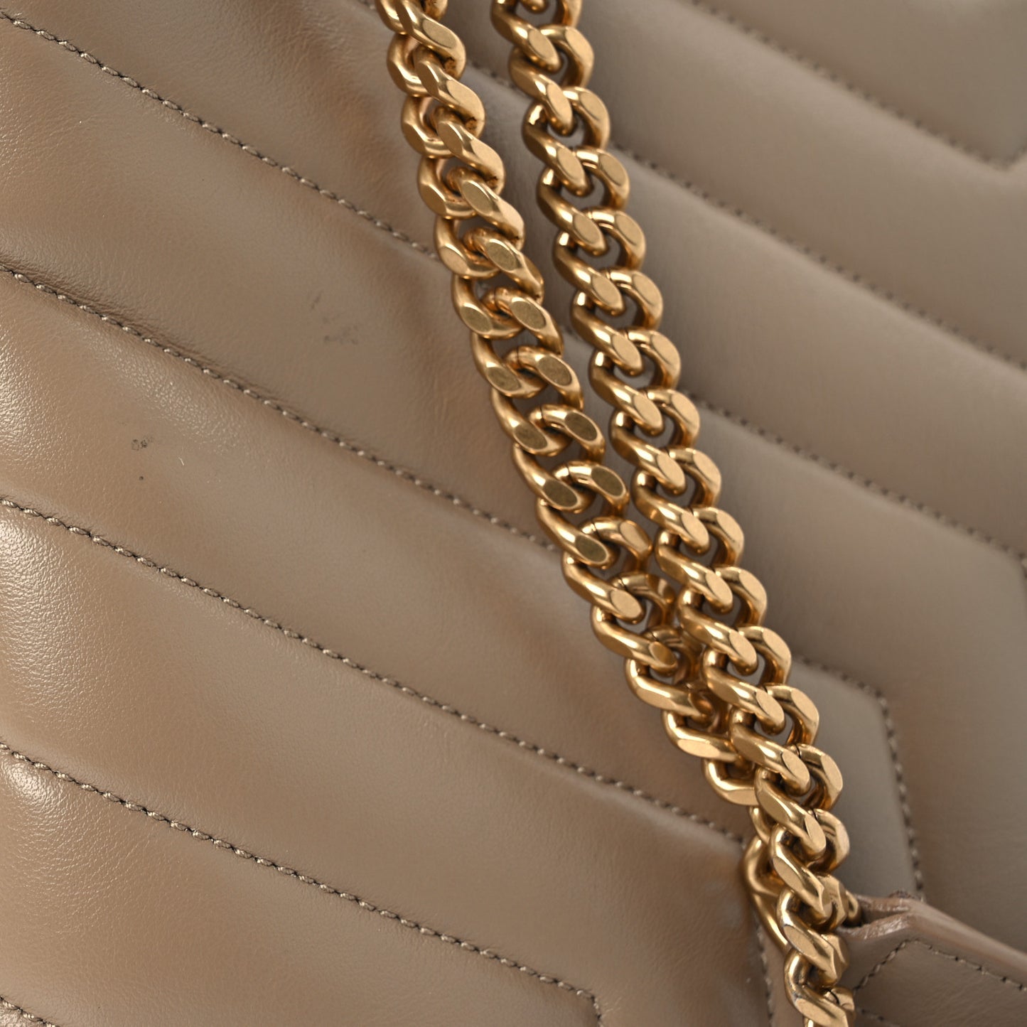 Calfskin Y Quilted Monogram Medium Loulou Chain Satchel Dark Latte