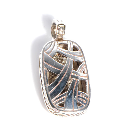 David Yurman Sterling Silver Pave Diamond Enhancer Necklace Pendant 3 of 5