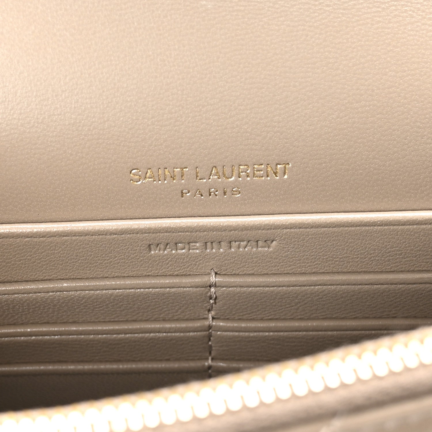 Saint Laurent Lambskin Matelasse Chevron Monogram Envelope Chain Wallet Dusty Grey 6 of 10