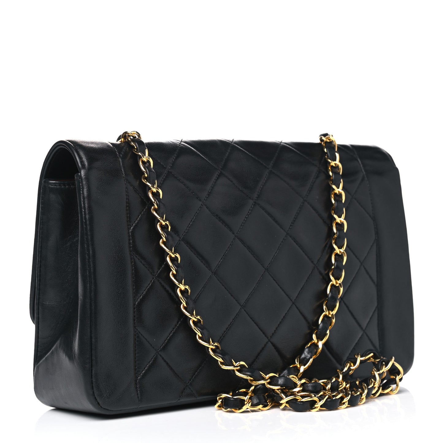 Lambskin Quilted Medium Single Flap Black