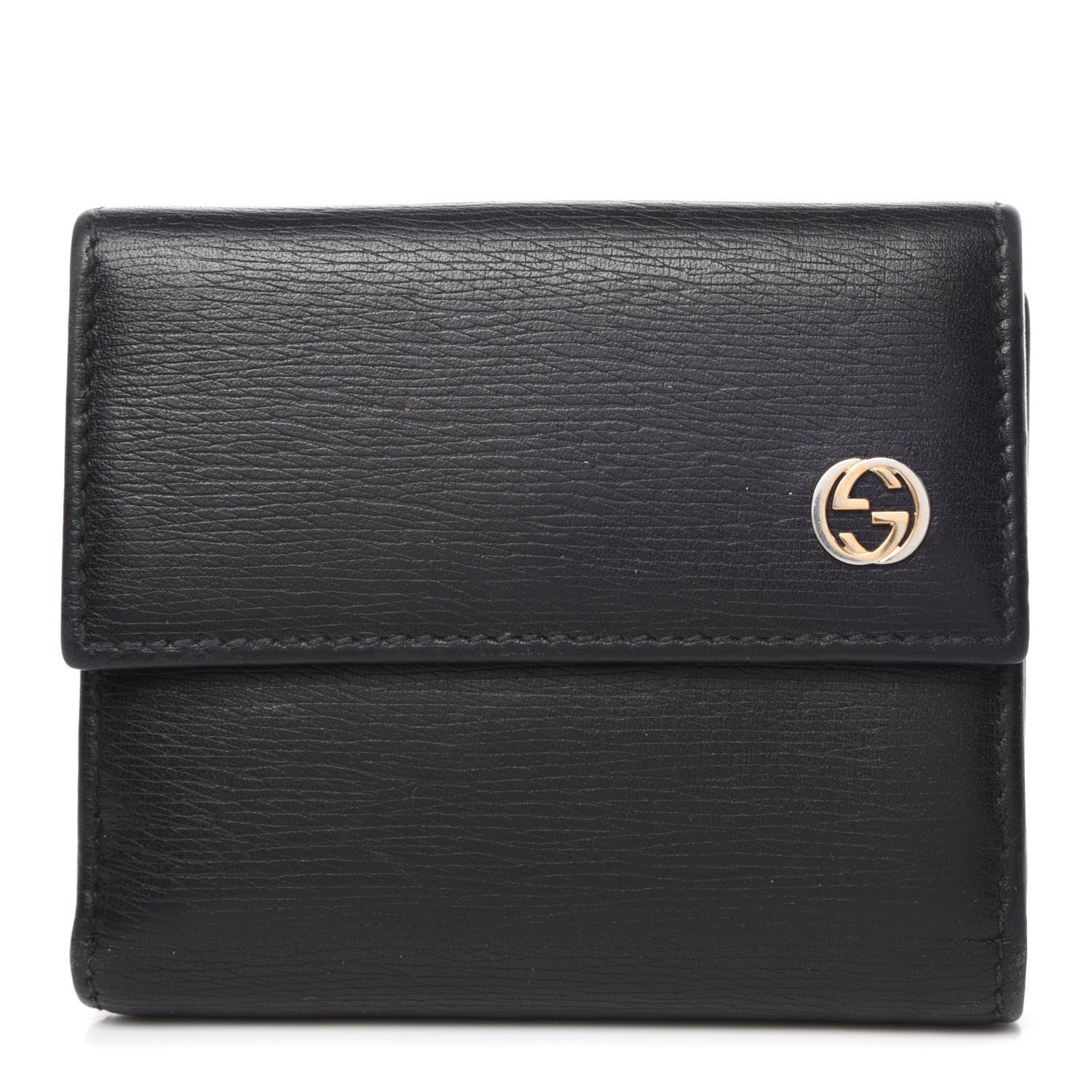 Gucci Calfskin Interlocking G French Wallet Black 1 of 7