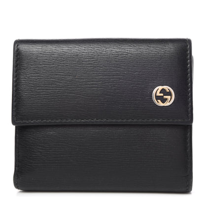 Gucci Calfskin Interlocking G French Wallet Black 1 of 7