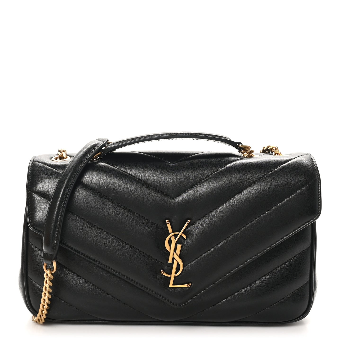 Lambskin Chevron Quilted Medium Loulou Black