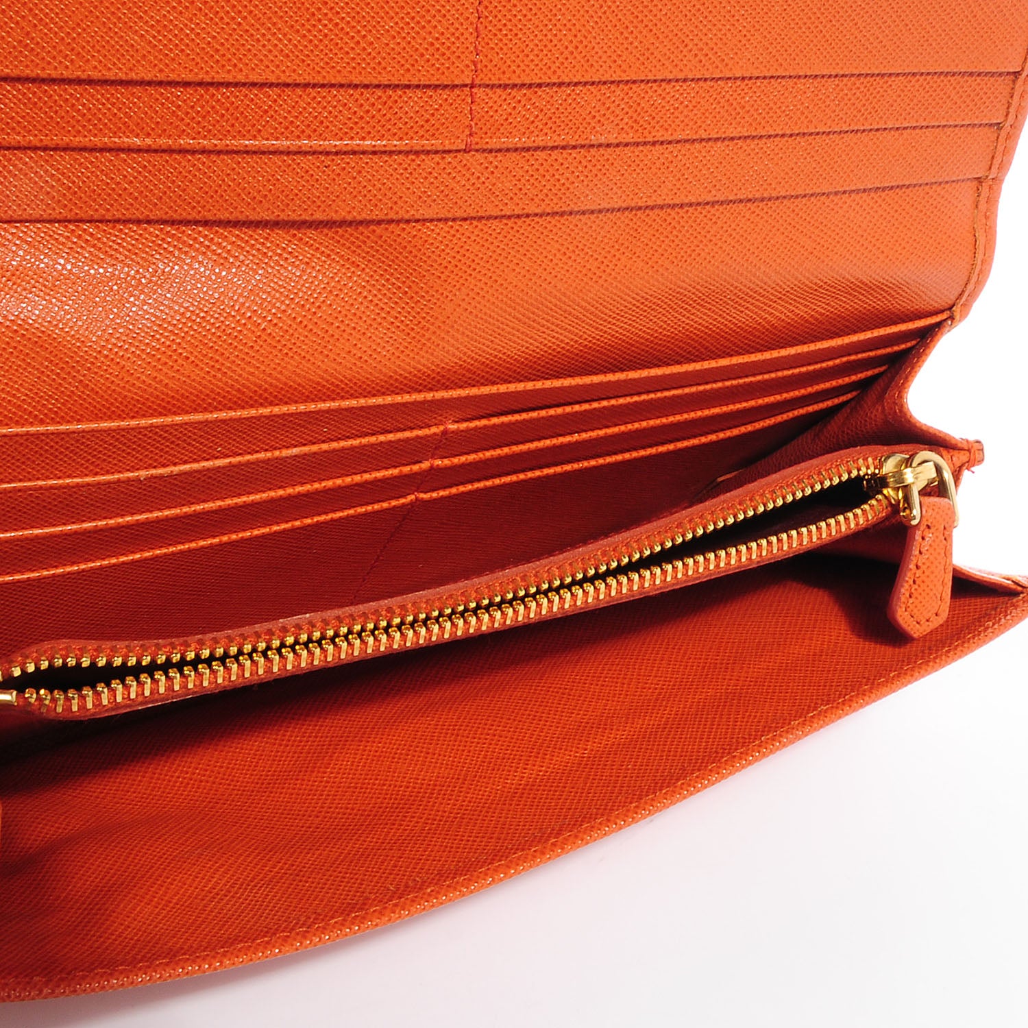 Prada Saffiano Quilted Zip Wallet Papaya 7 of 9