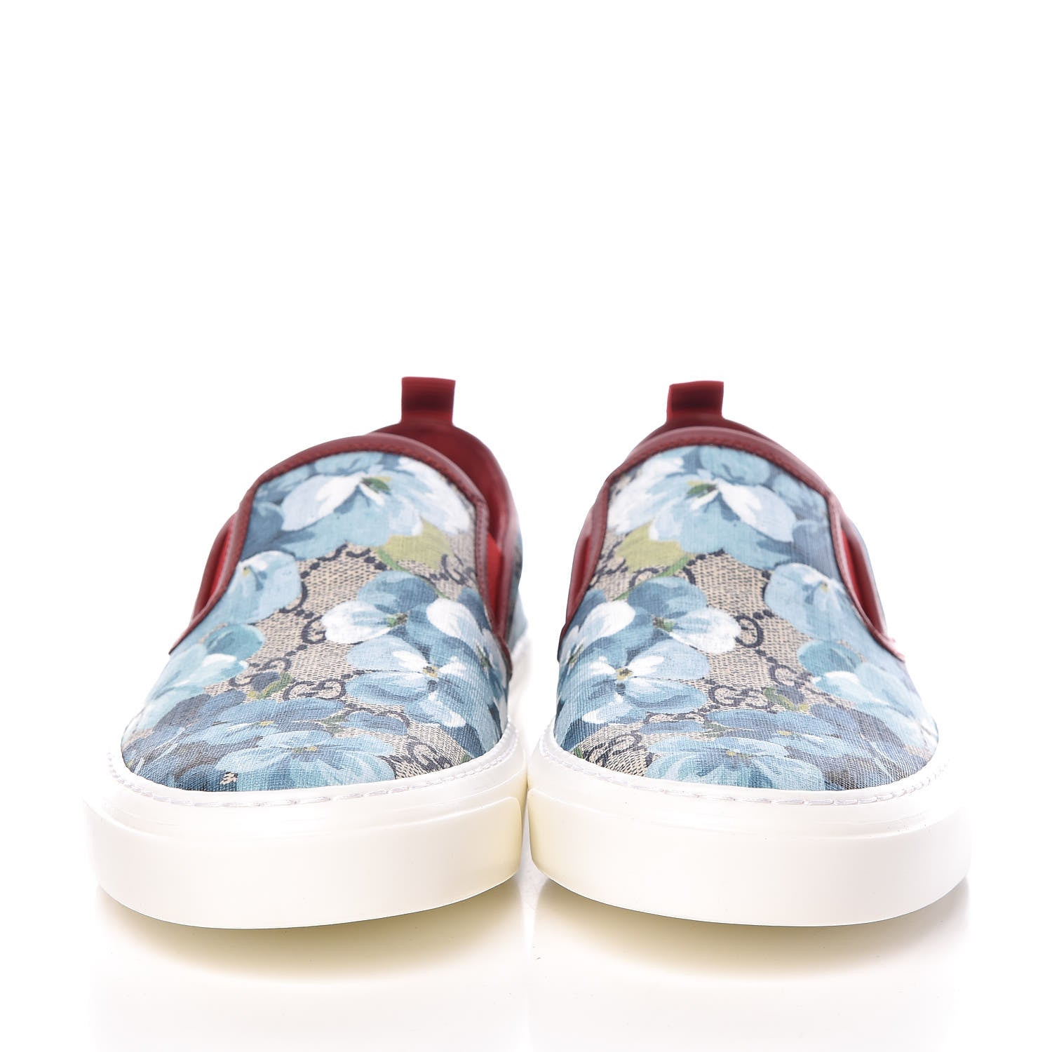 Gucci GG Supreme Monogram Blooms Womens Slip On Sneakers 40.5 Beige Blue Navy Red 2 of 10