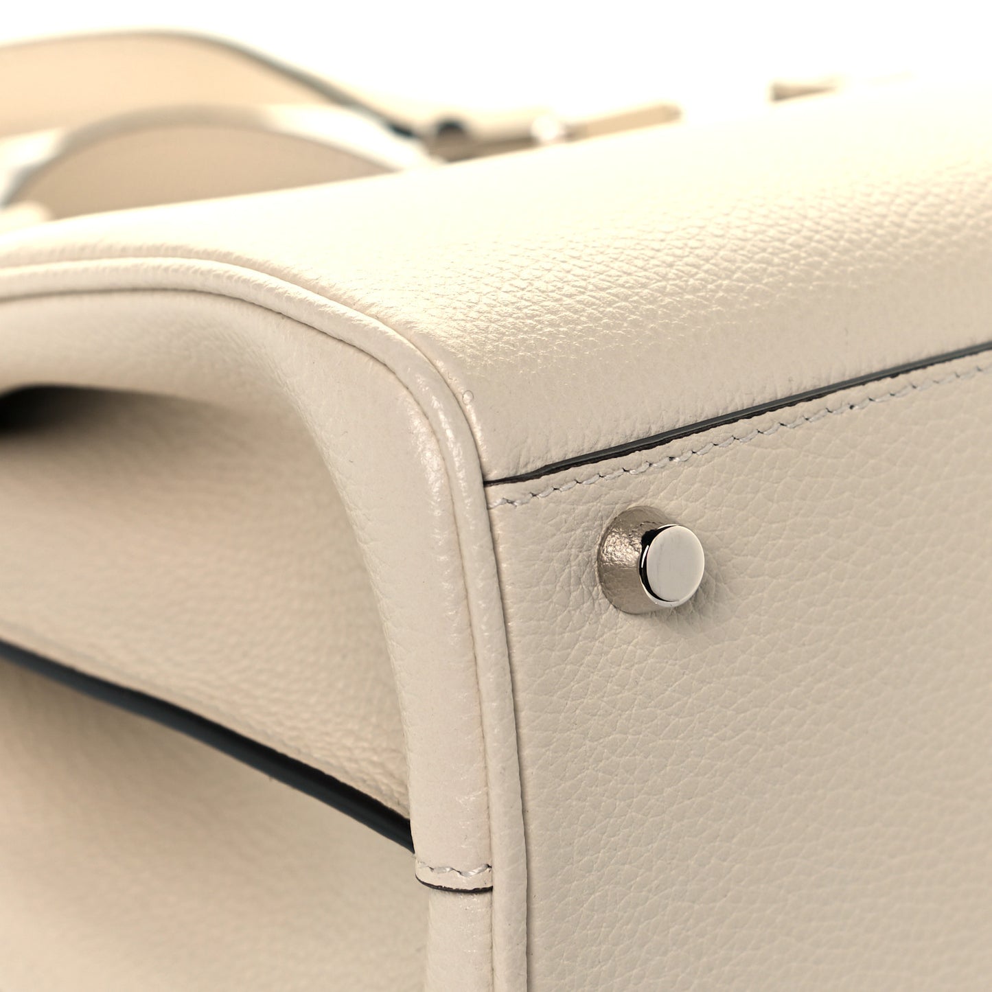 Grainy Calfskin Small Zumi Top Handle Bag Mystic White