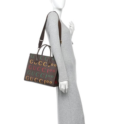 Gucci Textured Dollar Calfskin Gucci 100 Small Tote Bag New Acero Multicolor 2 of 9