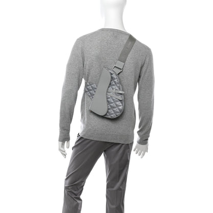 Christian Dior Coated Canvas Calfskin CD Diamond Mens Saddle Bag Gray 2 of 12