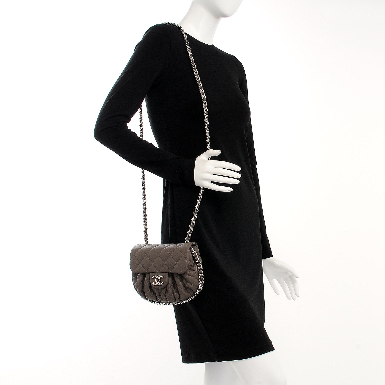 Chanel Washed Lambskin Quilted Mini Chain Around Flap Taupe 2 of 8