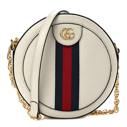 Gucci Textured Calfskin Web Mini Ophidia Round Shoulder Bag Mystic White 1 of 10