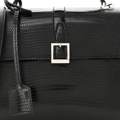 Saint Laurent Lizard Le Fermoir Top Handle Bag Small Black 7 of 9
