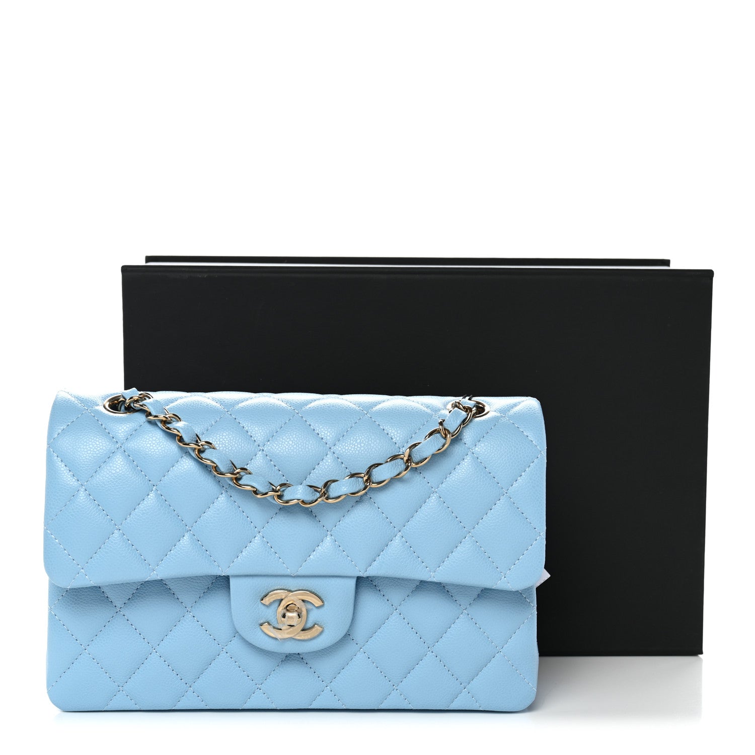 Chanel Caviar Quilted Small Double Flap Light Blue 11 of 11