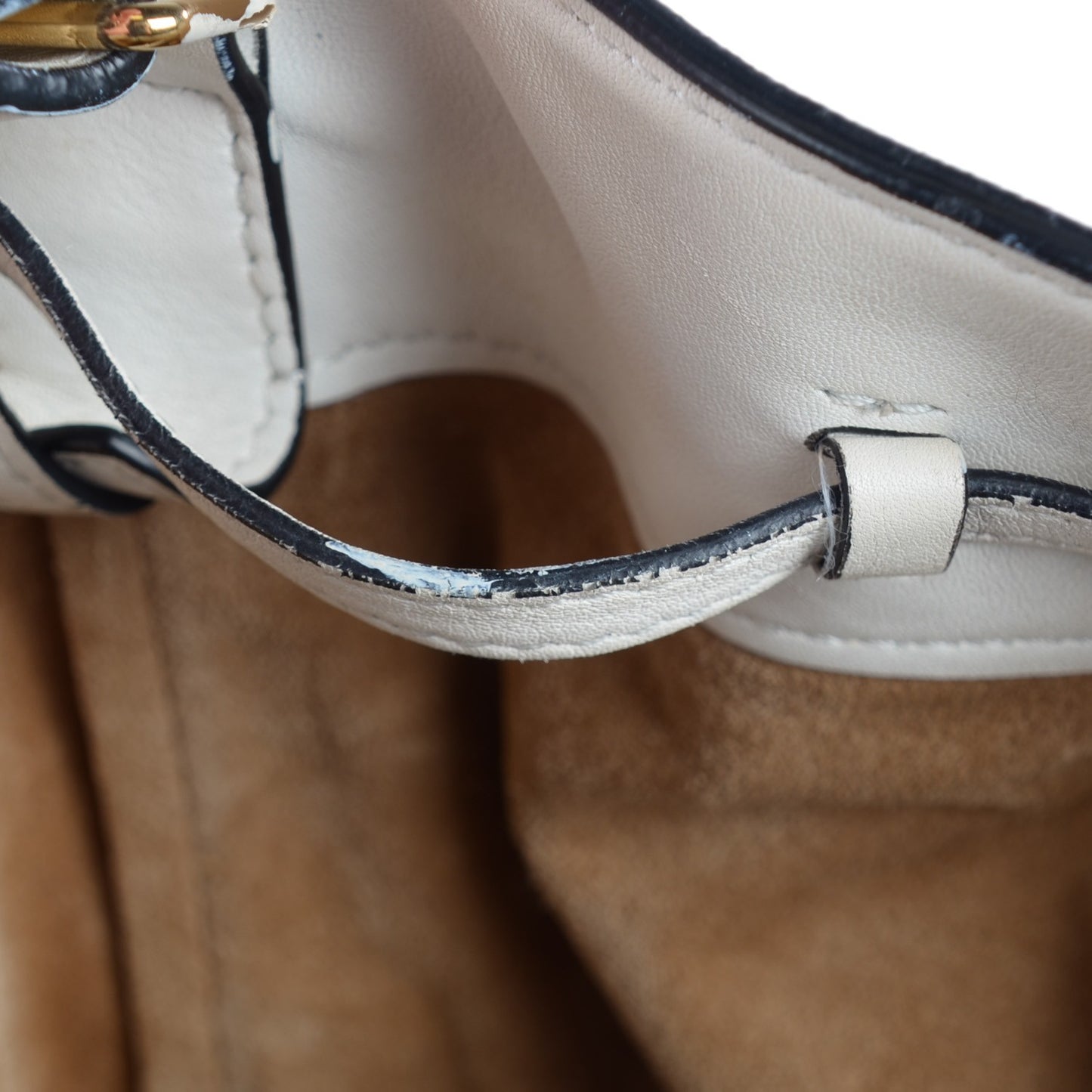 Smooth Calfskin Seau Drawstring Tote White