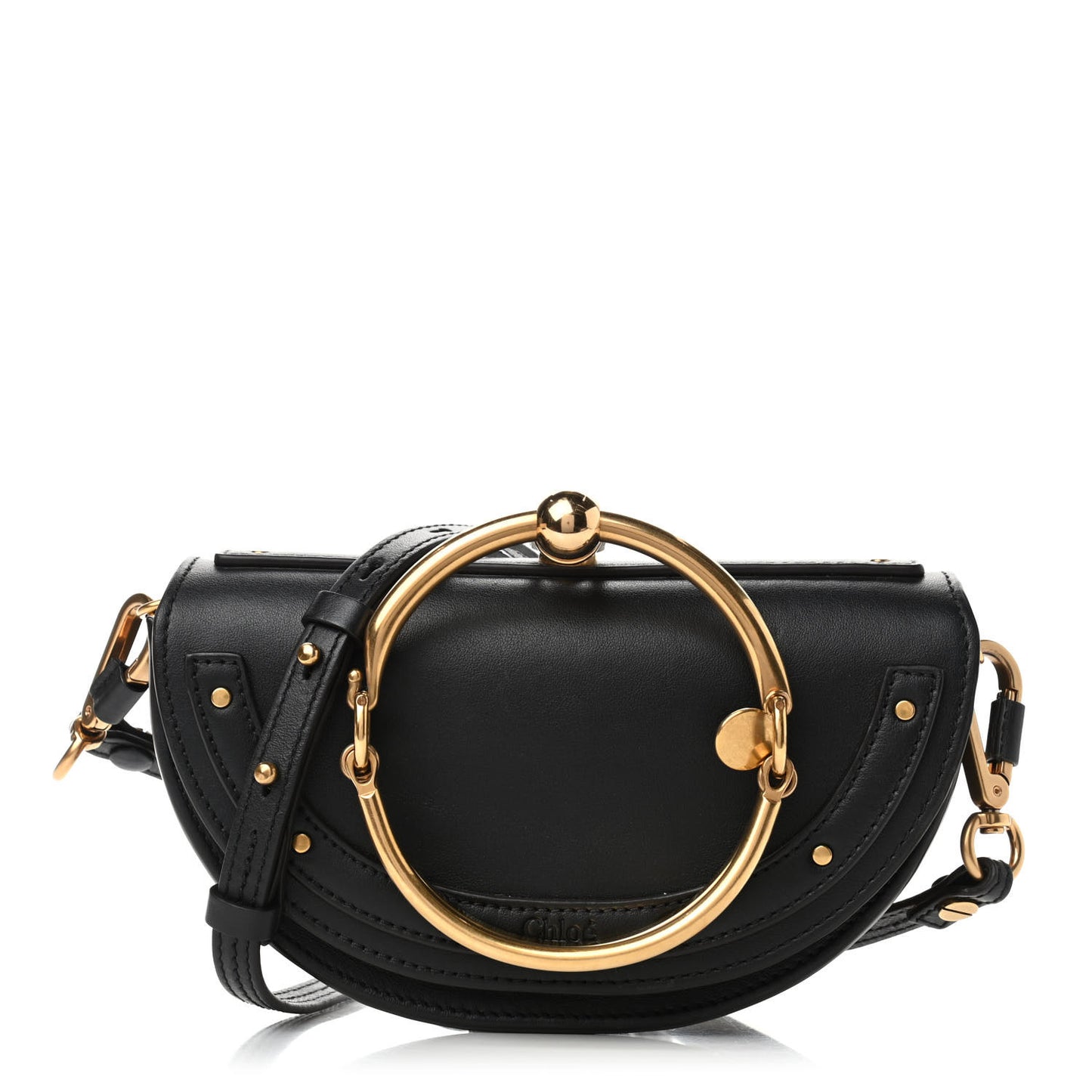 Calfskin Small Nile Bracelet Minaudiere Bag Black