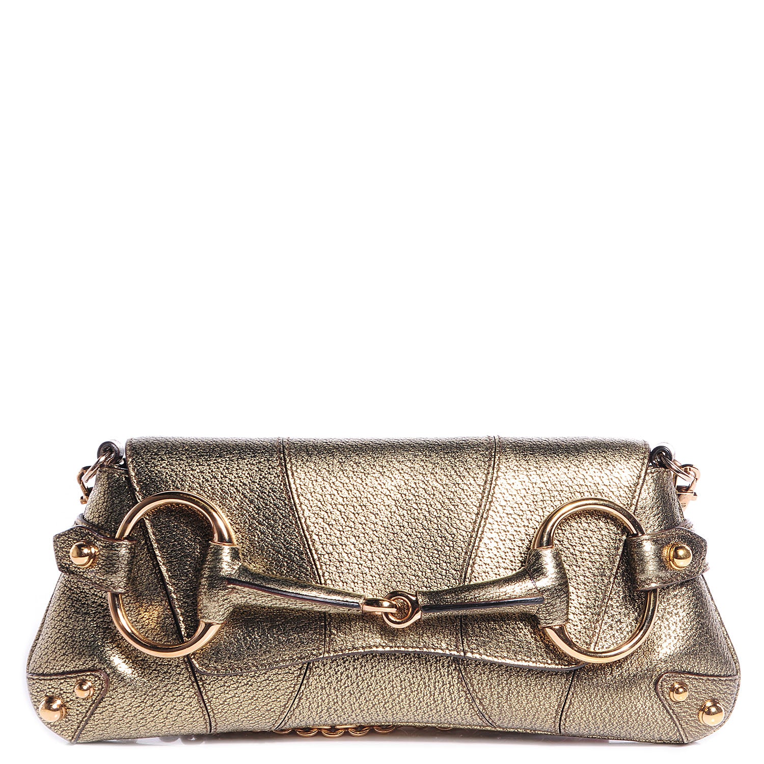 Gucci Calfskin Small Horsebit Chain Clutch Gold 1 of 7