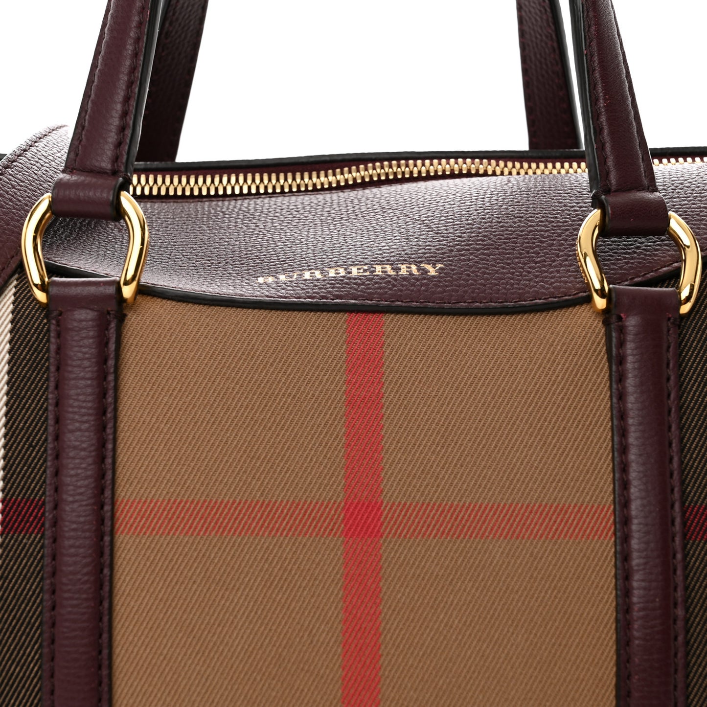 House Check Derby Calfskin Medium Alchester Bowling Bag Mahogany Red