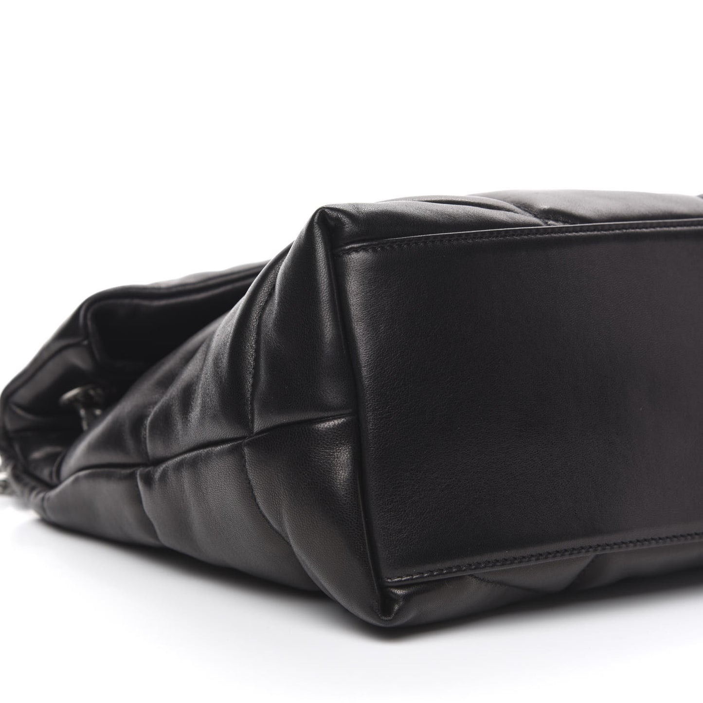 Lambskin Quilted Medium Loulou Puffer Monogram Chain Satchel Black